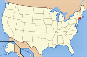 USA map showing location of Connecticut